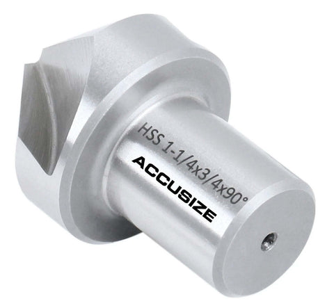 Accusize HSS countersink with 1-1/4 in cutting size and 3/4 in Weldon shank, 90° for magnetic drilling machine