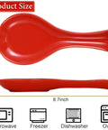 Red ceramic spoon rest size 3.8x8.7 inches from Four Piece Stove Burner Covers Set With Ceramic Spoon Rest And Stainless Steel Top Protector For Gas And Electric Stoves 8 Inch And 10 Inch Covers Red Must Have Kitchen Bar Accessory. Suitable for microwave, freezer, dishwasher, oven.