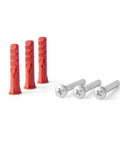 Red wall anchors and silver screws for mounting T1 Pro Low Voltage Thermostat 24VAC White for Single Stage Heating and Cooling
