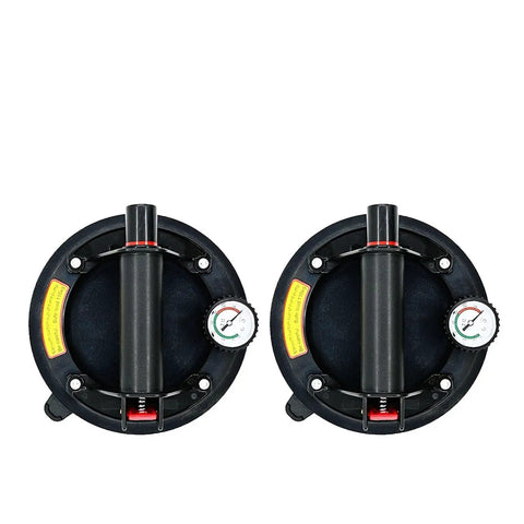 Granite Seam Setter 8-Inch Glass Suction Cup With Built-In Pressure Gauge shown paired for rock-solid grip and alignment.