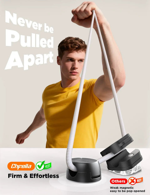 Person demonstrating Easy Cord Organizer With Dual Spring And Clasp Cable Clips For Max Secure Hold showing firm grip on cables.