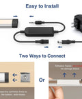 Under Cabinet Lighting Kit With 6 Pack 12 Inch LED Strips showing easy installation connector options, plug-in setup.