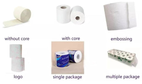 Various types of toilet paper rolls including without core, with core, embossed, logo print, single and multiple packaging. Straight Up Heavy Duty Commercial Tissue Paper Machine And Automatic Toilet Paper Production Line Featuring Top Shelf Rewinding Embossing And Precision Cutting For Serious Business Crews.
