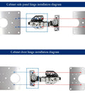 Diagram of Rock Solid Stainless Steel Cabinet Hinge Repair Plates With Mounting Screws To Kick Rotted Wood Hinges And Fix Wobbly Kitchen Cupboards installation.