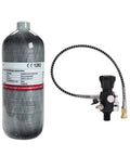 Carbon Fiber Paintball HPA Air Tank 2L 122 Cu In 4500 PSI PCP System With Dual Gauge Valve And 24 Inch High Pressure Hose Dual Quick Disconnect M18x1.5 Thread