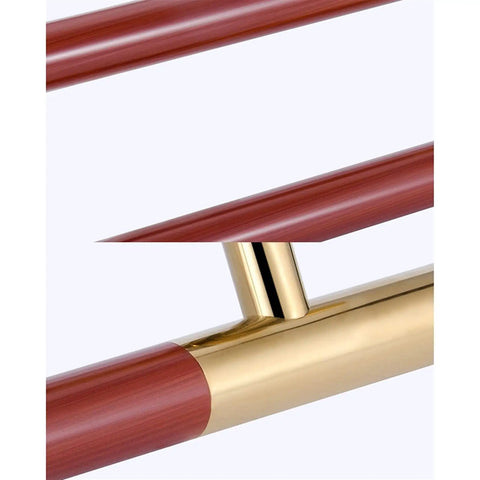 Close-up of Dope Gate Hardware Glass Door Handle in Slick European Titanium Gold Red Wood Grain Finish for Wooden Doors.