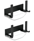 Wall Mounted Pot Lid Rack And Cutting Board Shelf With Drain Pan Self Adhesive Carbon Steel Space Saving Storage Rack Set Of 2.