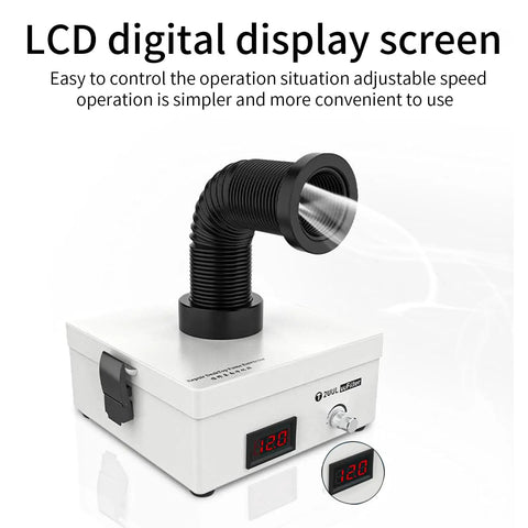 Heavy Duty Solder Fume Extractor With 3 Stage Filter And Top Notch Suction showing digital display and adjustable speed