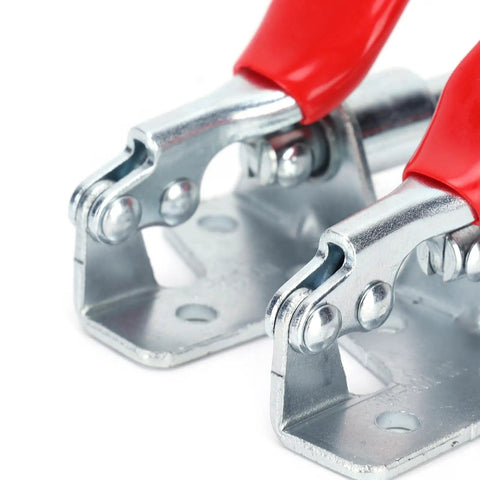 Two Pack Toggle Clamp Set Push Pull Quick Positioning Fixture For Small Space DIY Friendly Home Decor And Woodworking Iron And Plastic 6.6 By 4 Cm Holding Alignment Hand Tool, close-up