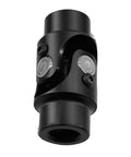 3/4 Inch 36 Spline To 3/4 Inch DD Universal U Joint Steering Shaft Black 83mm Length High Strength 40Cr Alloy Steel 4000 RPM Max 35 Degree Angle Premium Needle Roller Bearing viewed from side