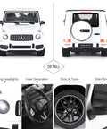 Front and rear view of Mercedes AMG G63 Off Road Remote Control Car 1 14 Scale With Doors Open Working LED Lights 2.4Ghz White