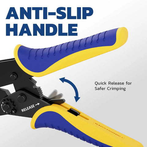 Pro Grade Crimping Tool For Non Insulated Open Barrel Terminals And Receptacles Ratchet Wire Crimper For AWG 22 To 10 handle