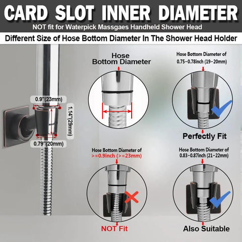 Heavy Duty Brass Shower Head Holder Wall Mount Bracket With 360 Degree Adjustable Rotating Mount fit size guide
