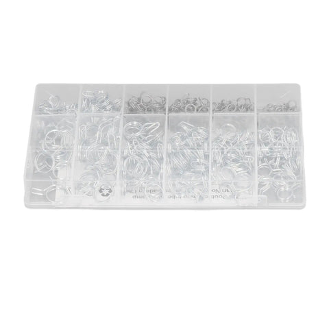 Get Your Fix Fast With These Top Tier Double Wire Irrigation Hose Clamps In Blue And White! This Sweet Assortment Kit Boasts 10 Sizes Ranging From Tiny 5mm To A Big 14mm Diameter Plus Zinc Protection For Rust Resistance. Grab The Nifty Storage Box Inside. Clear plastic storage box with assorted zinc wire hose clamps in multiple sizes