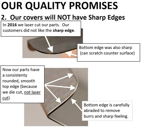 Marine Grade 316 Stainless Steel Stove Gap Covers 23.4 Inch Long, showing smooth edges to prevent sharpness and scratches.