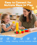 Child and teacher using 200 Piece Kids Linking Cubes Set For Math And STEM Building Blocks
