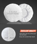 White wool bonnet pads from 6 Inch Car Polishing And Buffing Sponge Pads Kit With Wool Bonnet Pads For Household Electric Drill And Auto Polisher Includes 8mm M14 Drill Adapter 11 Piece Set For Washing Cleaning Waxing Dusting And Scratch Removal