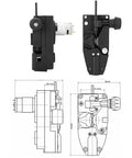 Compact DC 24V 15W MIG Welder Wire Feeder Kit For 0.6mm To 1.0mm Solder Wire side view with technical drawings.