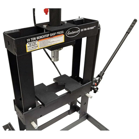 10 Ton Benchtop Hydraulic Press With Pressure Gauge, Compact Pro Shop Press In Black Steel, 20,000 Lbs Capacity