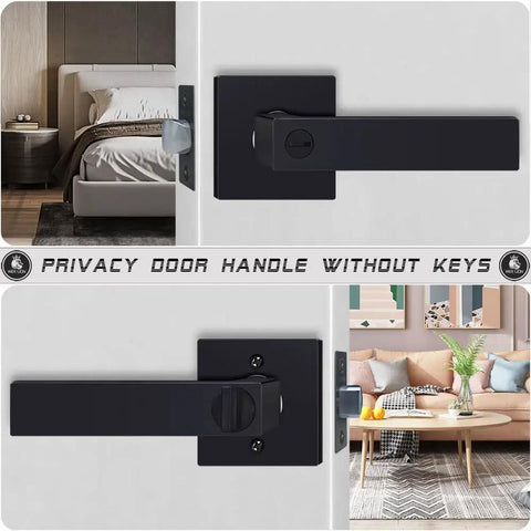 Privacy Matte Black Square Door Handles Set 6 Pack No Keys Needed Heavy Duty Interior Door Levers For Bedroom Bathroom Thumb Turn Lock Built To Last Privacy Knobs For Interior Doors.