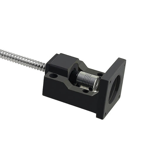Close-up of 700mm SFU1605 Ballscrew CNC Kit with end supports and coupler for DIY makers