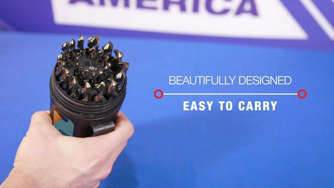 Drill America 29-piece high-speed steel drill bit set in a round case with black and gold finish (KFD series)