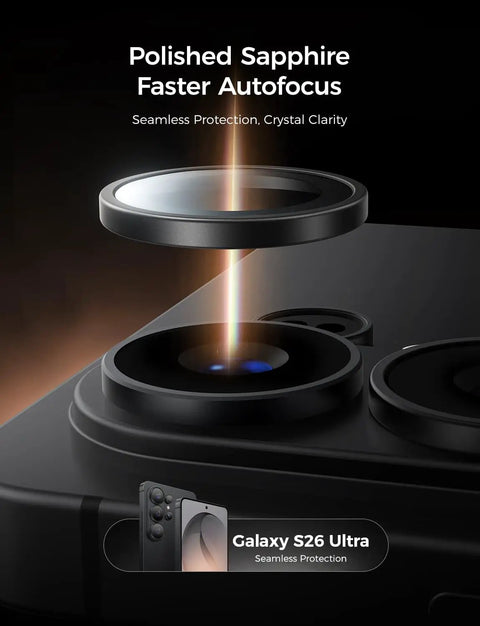 Samsung Galaxy S26 Ultra Camera Lens Protector Alignment Kit With 1 To 1 Invisible Fit 9H Aerospace Tempered Glass Ultra HD Clarity Aluminum Ring