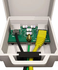 Outdoor Ethernet Surge Protector Two Pack PoE Plus Gigabit Network Shield Weather Resistant RJ45 Protection For CAT5 CAT6 CAT7 Full Line To Ground Lightning Protection with visible internal components.