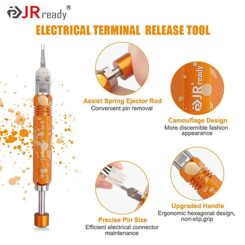 Heavy Duty Molex Pin Extractor Tool For Mini Fit Jr Terminals With Built In Plunger Depinning Setup No Sweat Electrical Wire Contact Puller, ergonomic design.