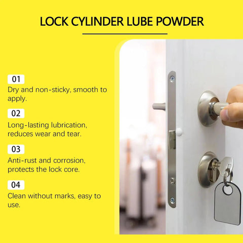 Lock Cylinder Lubricant Powder for Dry Key Operation and Jam Prevention, Powder Key Lubricant for Locks, Easy Lock Maintenance Tool
