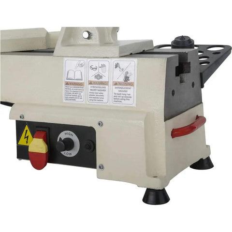 Dead Reliable Bench Top Wood Lathe With 12 Inch Swing And 15 Inch Turning Space Featuring A Zippy Three Quarter Horsepower Motor control panel