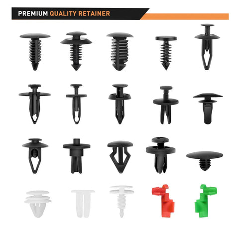 Hella Reliable 425 Piece Kit Car Push Retainer Clips And Auto Fastener Assortment, showcasing various nylon clips and fasteners.