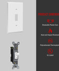 Toggle Light Switch Bundle, Single Pole 15 Amp 120-277 Volt, Grounding Screw, Residential Grade, UL Listed, White, 10 Pack