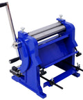 Blue 3 In 1 Sheet Metal Brake 12 Inch Combination Machine for bending, shearing, and rolling in workshop, five blade options, HT200 casting