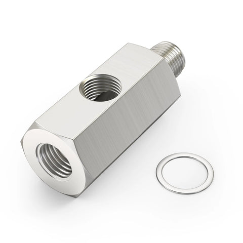 GASHER stainless steel 1/4 NPT oil pressure sensor tee adapter with 1/8 NPT port and seal ring