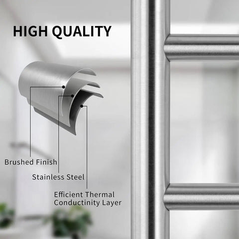 High quality brushed stainless steel of Freestanding 6 Bar Towel Warmer With Plug-In Option, durable material close-up.