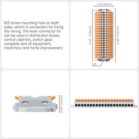 Plug And Play Wire Nut Connector For DIY Electrical Projects 24 12 AWG Five Port Cable Termination dimensions diagram