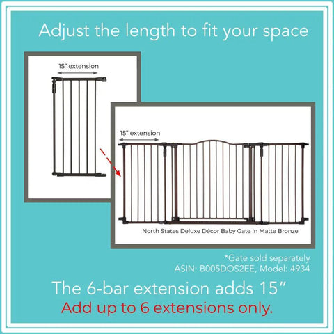 15 Inch Baby Gate Extension For Deluxe Decor Gate Adds Up To 6 Extenders To Fit Wider Openings 30 Inch Tall Matte Bronze