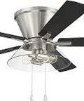 52 Inch Brushed Nickel Ceiling Fan With Reversible Black Walnut Greywood Blades Includes Integrated Light Kit With Clear Glass Shade