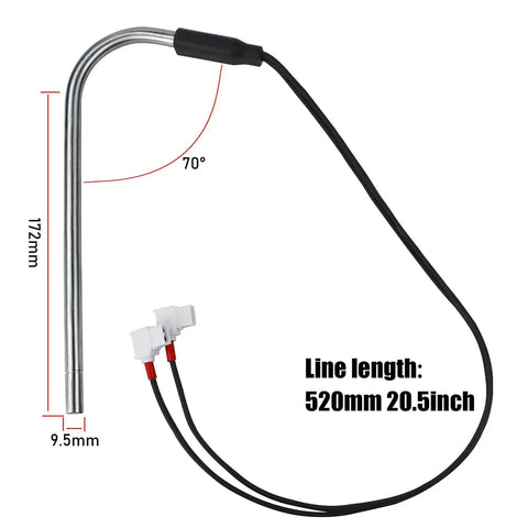 Heating Element 3850644422 325W 120V Replacement for Dometic Refrigerator with wire lead, 172mm rod, and 520mm line length.