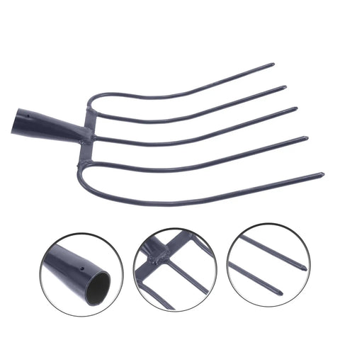 Beast Of A Grass Fork For Manure Handling And Garden Cleanup, heavy duty iron tines, closeup view, versatile agricultural tool