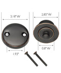 Oil Rubbed Bronze Lift And Turn Bath Drain Plug Kit With Two Hole Overflow Faceplate, Durable Brass Hardware, Easy Twist Drain Replacement