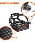 Ride Ready Bike Pedals For Regular Shoes SPD Look Delta Compatible 9 16 Inch With Toe Clips Cages Aluminum Nylon For Peloton Exercise