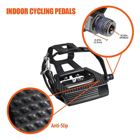 Ride Ready Bike Pedals For Regular Shoes SPD Look Delta Compatible 9 16 Inch With Toe Clips Cages Aluminum Nylon For Peloton Exercise