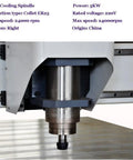 Close-up of 51 By 98 Inch 1325 Ad And Woodworking CNC Router with 3KW spindle, highlighting the metal spindle and cutting area.