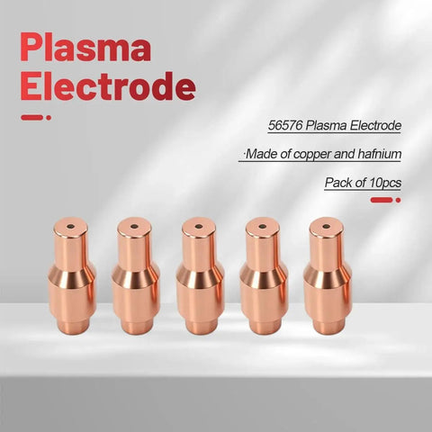 23Pc Plasma Electrode And Nozzle Kit For IPT-45 45A Plasma Torch electrodes copper hafnium, pack of 10 on gray background