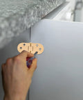 Installing brass table hinges 2-piece set for butler tray and cabinet furniture, showing easy mount and smooth finish