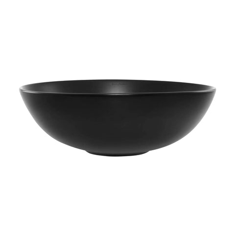 16 Inch Matte Black Vessel Ceramic Sink For Above Counter Installation Scratch Resistant Non-Porous Ceramic Sleek Modern Bathroom Basin