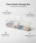 Grab And Go Clear Plastic Storage Box With Handle, Portable File Organizer for Office Supplies and Craft Materials, 11.8 x 3.5 x 4.7 in see-through box