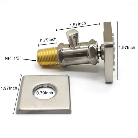 Solid Brass Shower Body Spray Massage Nozzles, 1.97 inch NPT1/2 fitting with brushed nickel finish, shown with swivel neck and independent control